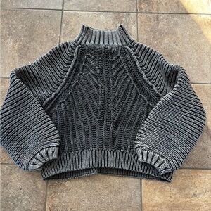 Black & Gray Cable Knit Women's Sweater